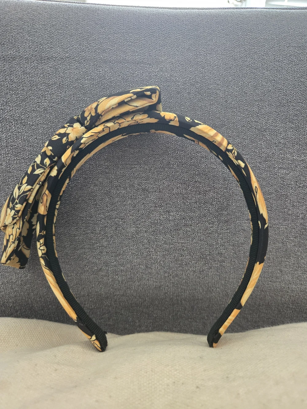 Versace Floral Black & Gold Knot Headband